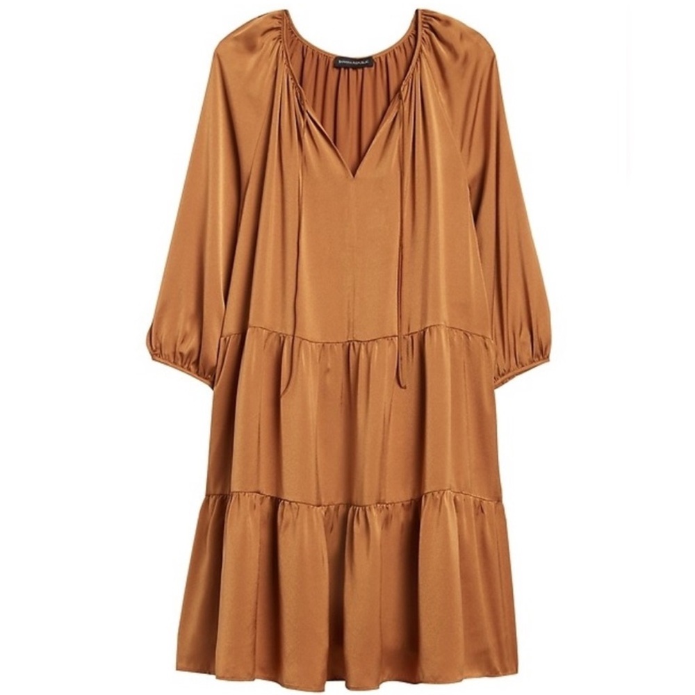 Banana Republic Satin Tiered Swing Dress